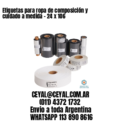 Etiquetas para ropa de composición y cuidado a medida – 24 x 106