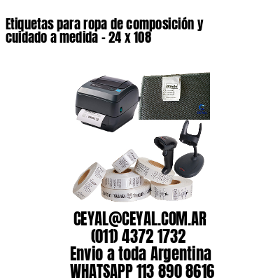 Etiquetas para ropa de composición y cuidado a medida – 24 x 108
