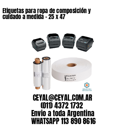 Etiquetas para ropa de composición y cuidado a medida – 25 x 47