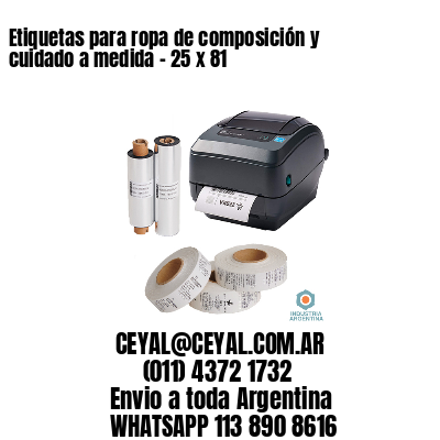 Etiquetas para ropa de composición y cuidado a medida – 25 x 81