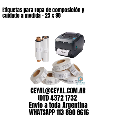 Etiquetas para ropa de composición y cuidado a medida – 25 x 98