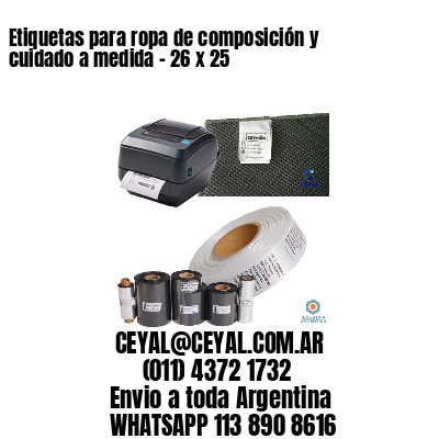 Etiquetas para ropa de composición y cuidado a medida – 26 x 25