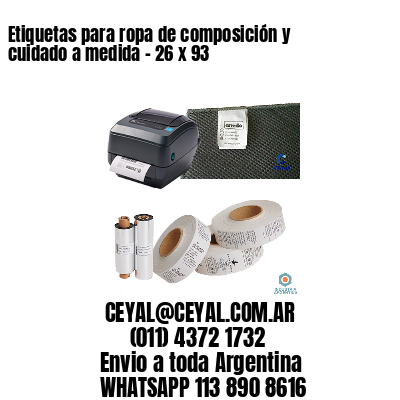 Etiquetas para ropa de composición y cuidado a medida – 26 x 93