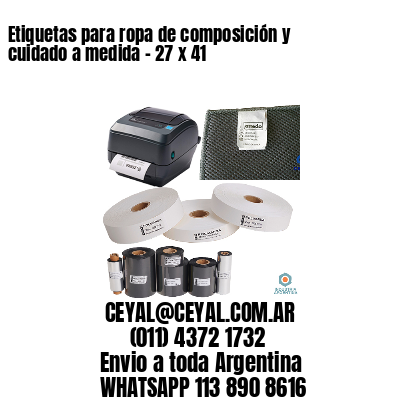 Etiquetas para ropa de composición y cuidado a medida – 27 x 41