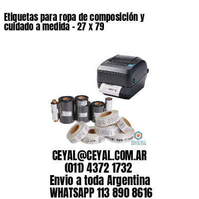 Etiquetas para ropa de composición y cuidado a medida – 27 x 79