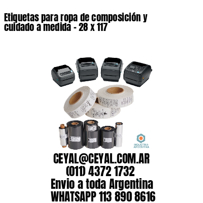 Etiquetas para ropa de composición y cuidado a medida – 28 x 117