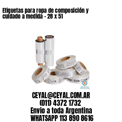 Etiquetas para ropa de composición y cuidado a medida – 28 x 51