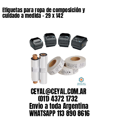 Etiquetas para ropa de composición y cuidado a medida – 29 x 142
