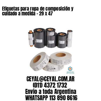 Etiquetas para ropa de composición y cuidado a medida – 29 x 47