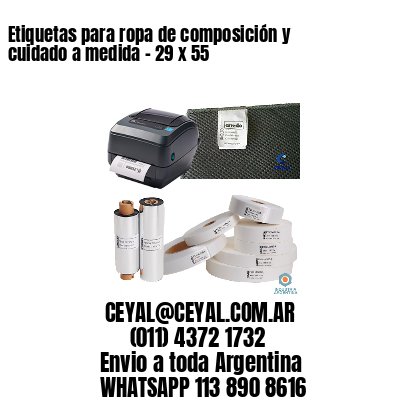 Etiquetas para ropa de composición y cuidado a medida – 29 x 55