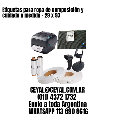 Etiquetas para ropa de composición y cuidado a medida – 29 x 93