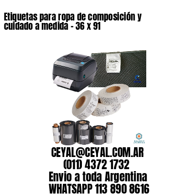 Etiquetas para ropa de composición y cuidado a medida - 36 x 91