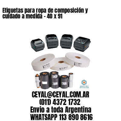 Etiquetas para ropa de composición y cuidado a medida – 40 x 91