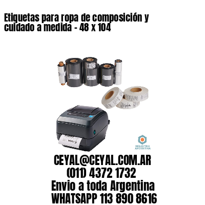 Etiquetas para ropa de composición y cuidado a medida – 48 x 104