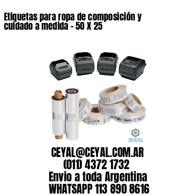 Etiquetas para ropa de composición y cuidado a medida – 50 X 25