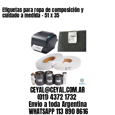 Etiquetas para ropa de composición y cuidado a medida – 51 x 35