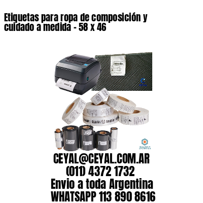 Etiquetas para ropa de composición y cuidado a medida - 58 x 46
