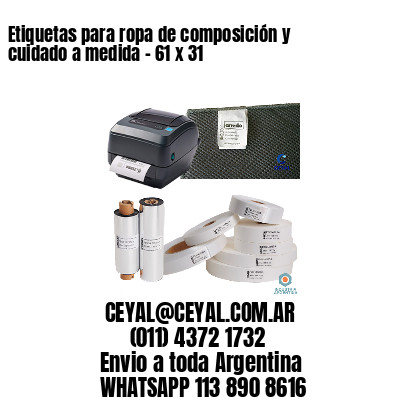 Etiquetas para ropa de composición y cuidado a medida – 61 x 31