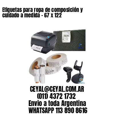 Etiquetas para ropa de composición y cuidado a medida – 67 x 122