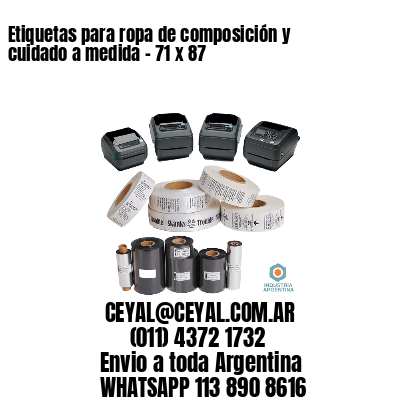 Etiquetas para ropa de composición y cuidado a medida – 71 x 87