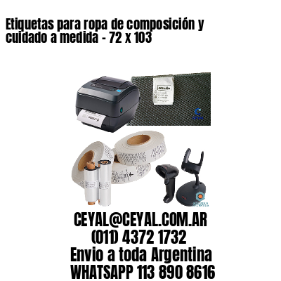 Etiquetas para ropa de composición y cuidado a medida – 72 x 103