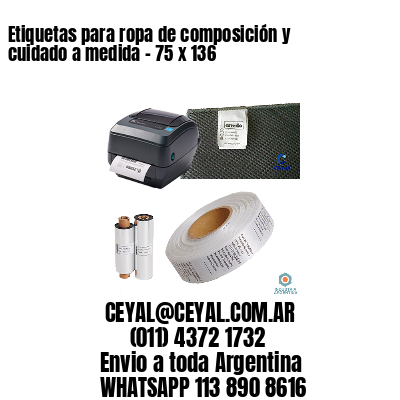 Etiquetas para ropa de composición y cuidado a medida – 75 x 136
