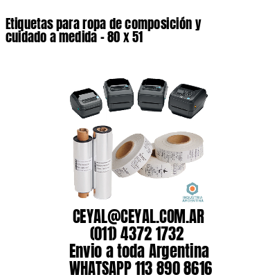 Etiquetas para ropa de composición y cuidado a medida – 80 x 51