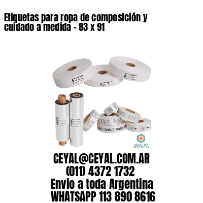 Etiquetas para ropa de composición y cuidado a medida – 83 x 91