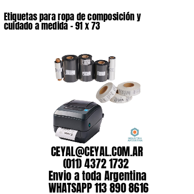 Etiquetas para ropa de composición y cuidado a medida – 91 x 73