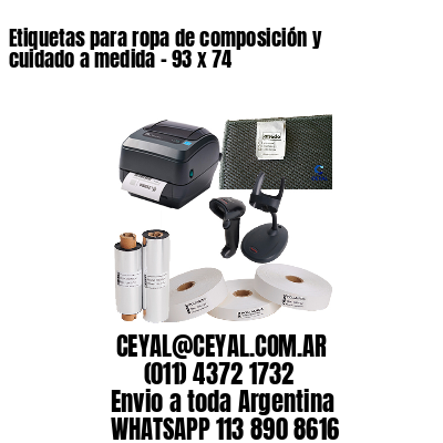 Etiquetas para ropa de composición y cuidado a medida – 93 x 74