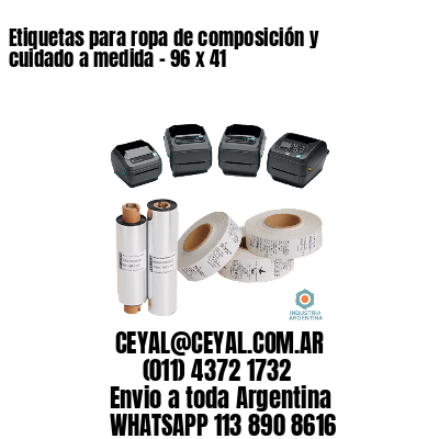 Etiquetas para ropa de composición y cuidado a medida – 96 x 41