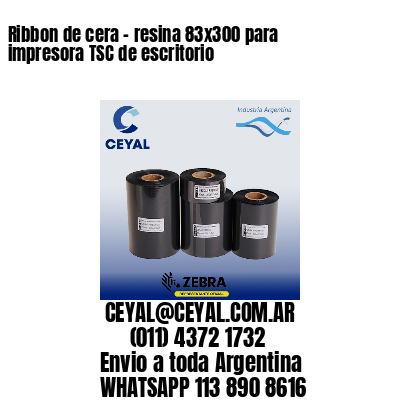 Ribbon de cera – resina 83×300 para impresora TSC de escritorio