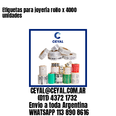 Etiquetas para joyería rollo x 4000 unidades