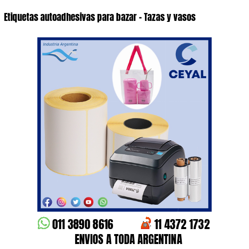 Etiquetas autoadhesivas para bazar – Tazas y vasos