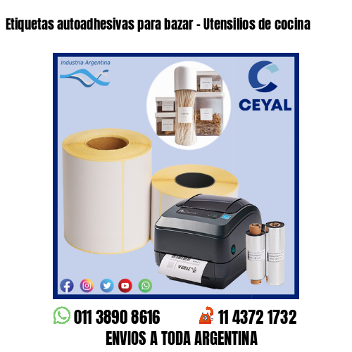 Etiquetas autoadhesivas para bazar – Utensilios de cocina