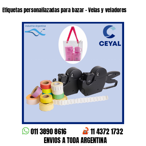 Etiquetas personaliazadas para bazar - Velas y veladores