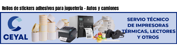 Rollos de stickers adhesivos para juguetería - Autos y camiones