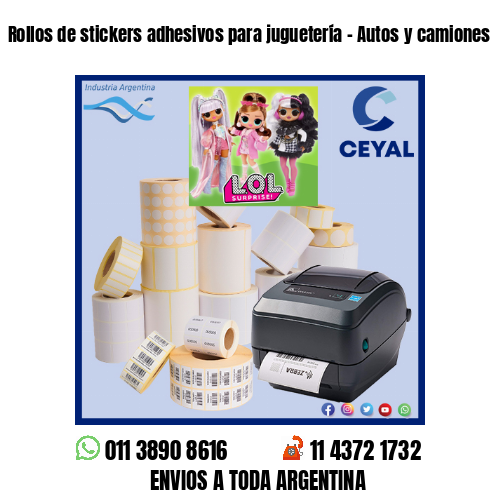 Rollos de stickers adhesivos para juguetería – Autos y camiones
