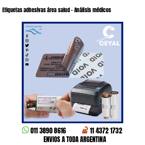 Etiquetas adhesivas área salud – Análisis médicos