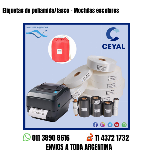 Etiquetas de poliamida/fasco – Mochilas escolares
