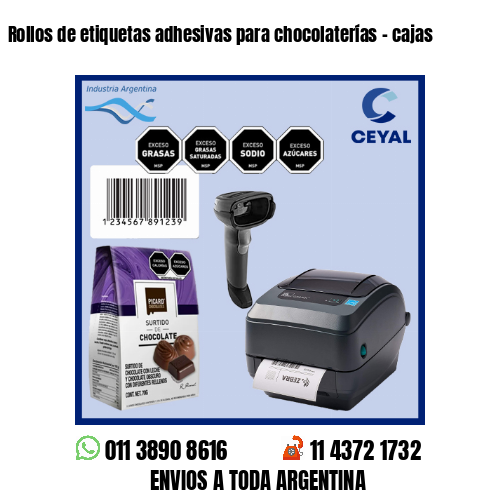 Rollos de etiquetas adhesivas para chocolaterías – cajas