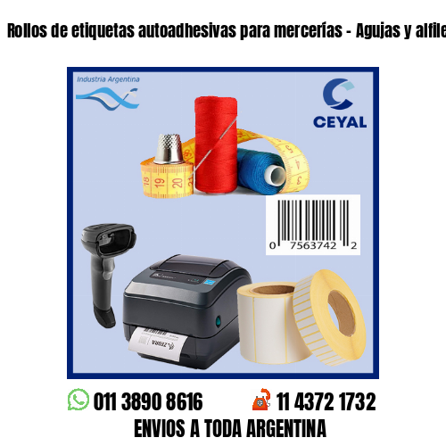 Rollos de etiquetas autoadhesivas para mercerías – Agujas y alfileres