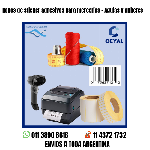 Rollos de sticker adhesivos para mercerías – Agujas y alfileres