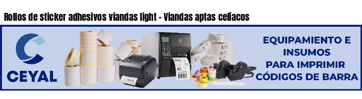 Rollos de sticker adhesivos viandas light - Viandas aptas celíacos
