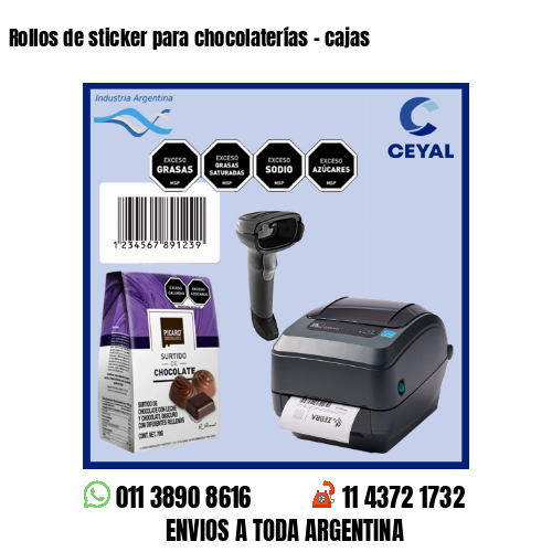 Rollos de sticker para chocolaterías – cajas
