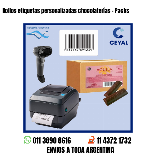 Rollos etiquetas personalizadas chocolaterías – Packs