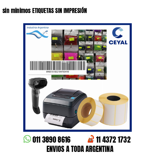 sin minimos ETIQUETAS SIN IMPRESIÓN