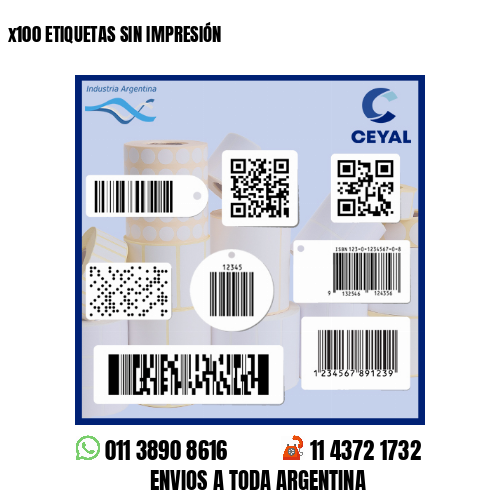 x100 ETIQUETAS SIN IMPRESIÓN