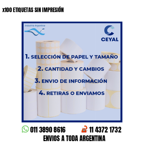 x100 ETIQUETAS SIN IMPRESIÓN