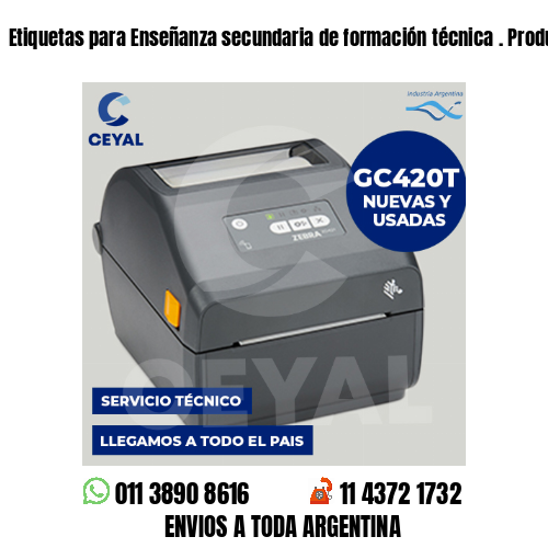 Etiquetas para Enseñanza secundaria de formación técnica . Producción propia